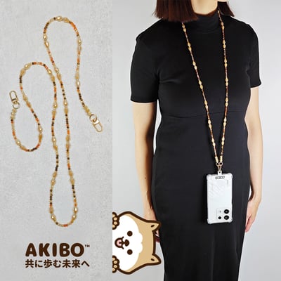 AKIBO波西米亞彩珠包包手機掛繩-流沙棕(女款、水晶)  / 內附AKIBO品牌手機掛片1個1