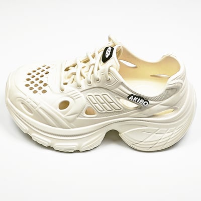 【買1送1】AKIBO輕量透氣老爹鞋-牛奶白(女款、6公分厚底增高、一體成型、輕量、耐走、防水) / 內附AKIBO品牌鞋扣1個。現在買再送鞋扣組(不挑款)11