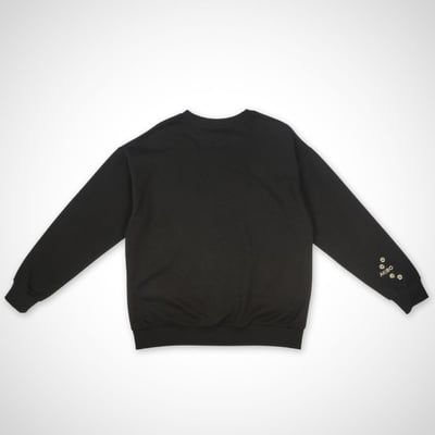 AKIBO日系落肩立體繡大學T-經典黑(男女共款)6