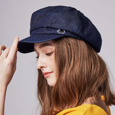 SCANDINAVIAN FOREST北歐小刺蝟水洗刺繡丹寧報童帽-牛仔深藍3