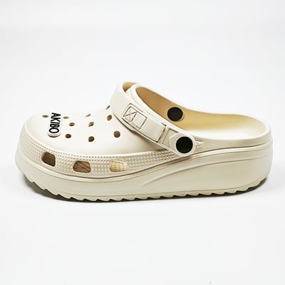 【買1送1】AKIBO餅乾洞洞鞋(二代)-奶油白(中性款、輕量、耐走、兩穿、防水) / 內附AKIBO品牌鞋扣1個。現在買再送鞋扣組(不挑款)12