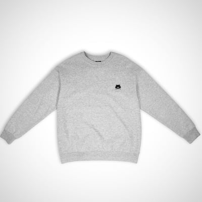 AKIBO日系落肩立體繡大學T-質感灰(男女共款)5