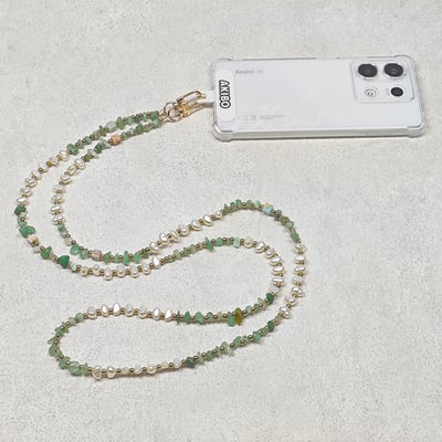 AKIBO翡翠珠石包包手機掛繩-翡翠綠(女款、天然石) / 內附AKIBO品牌手機掛片1個5