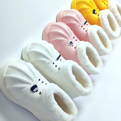 【買1送1】AKIBO毛毛洞洞短靴-陽光黃(女款、4公分厚底增高、雲朵感、輕量、保暖) / 內附AKIBO品牌鞋扣2個。現在買再送鞋扣組(不挑款)18