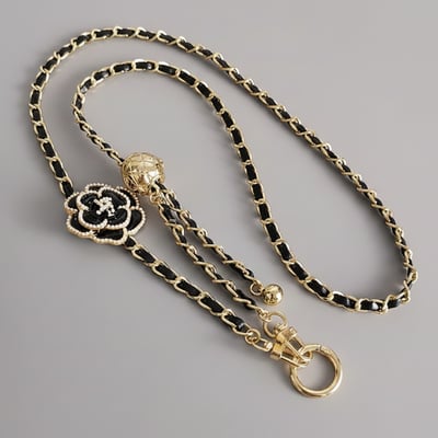 AKIBO金球花漾包包手機可調掛繩-經典黑(女款、金屬)  / 內附AKIBO品牌手機掛片1個3