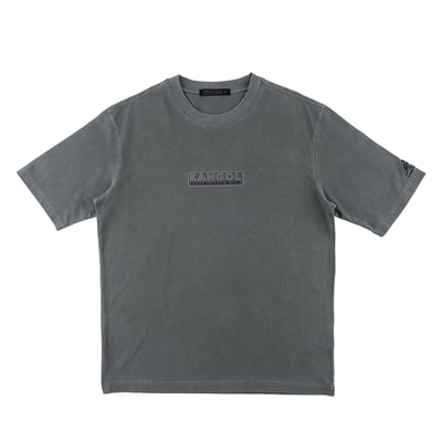 KANGOL中性寬版水洗短T-灰1