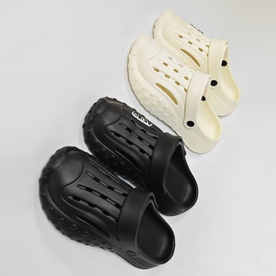 【買1送1】AKIBO戶外機能洞洞鞋-經典黑(中性款、寬楦、雲朵感、輕量、兩穿、防水) / 內附AKIBO品牌鞋扣1個。現在買再送鞋扣組(不挑款)20