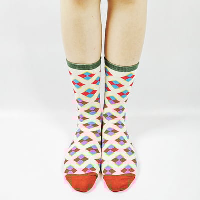 AKIBO花漾幾何中筒襪(兩件組)-中性款