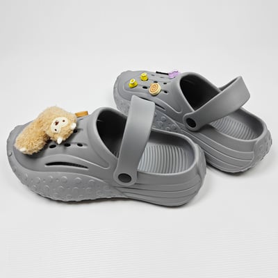 【買1送1】AKIBO戶外機能洞洞鞋-質感灰(中性款、寬楦、雲朵感、輕量、兩穿、防水) / 內附AKIBO品牌鞋扣1個。現在買再送鞋扣組(不挑款)5