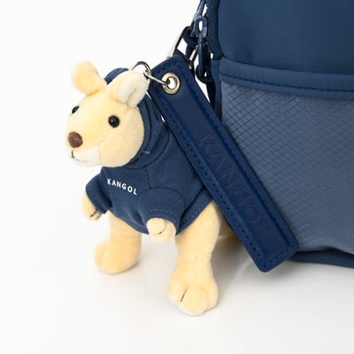 KANGOL袋鼠吊飾尼龍後背包-藍6