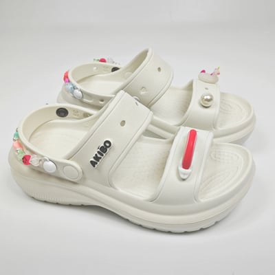 【買1送1】AKIBO千層洞洞鞋-牛奶白(女款、耐走、兩穿、防水) / 內附AKIBO品牌鞋扣1個。現在買再送鞋扣組(不挑款)12