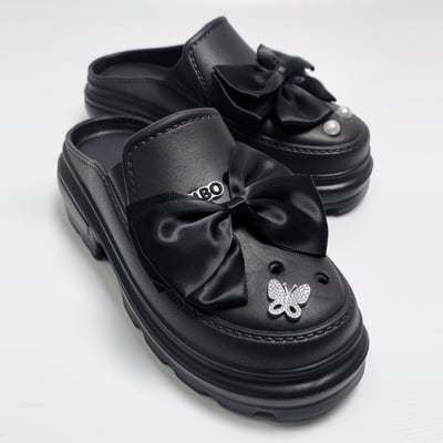 AKIBO黑蝴蝶結款洞洞鞋扣 (六件組)2