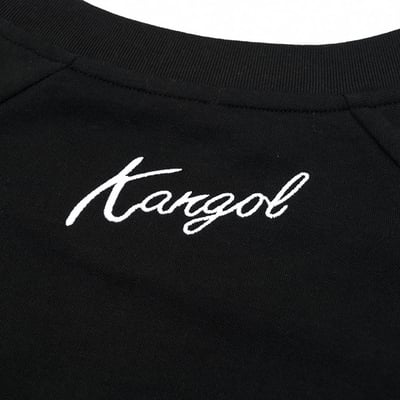 KANGOL袋鼠落肩寬版羅纹短T-黑9