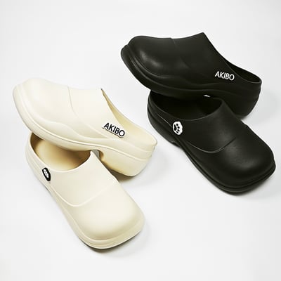 【買1送1】AKIBO清新穆勒鞋-牛奶白(女款、輕量、耐走、防水) / 內附AKIBO品牌鞋扣1個。現在買再送鞋扣組(不挑款)15