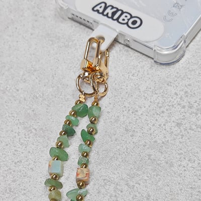 AKIBO翡翠珠石包包手機掛繩-翡翠綠(女款、天然石) / 內附AKIBO品牌手機掛片1個7