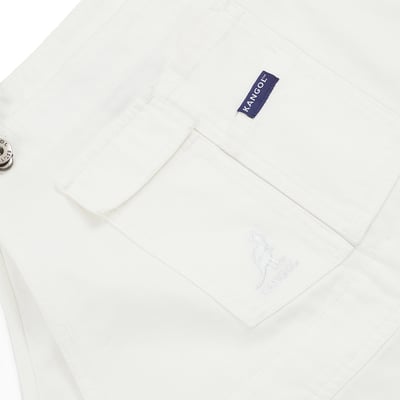 KANGOL袋鼠水洗吊帶短褲-白5