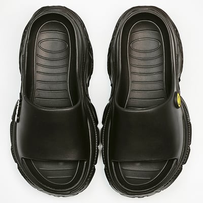 【買1送1】AKIBO韓系動感厚底涼鞋-經典黑(女款、5公分厚底增高、輕量、防水) / 內附AKIBO品牌鞋扣1個。現在買再送鞋扣組(不挑款)3