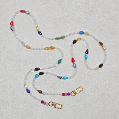 AKIBO波西米亞彩珠包包手機掛繩-多彩(中性款、水晶)  / 內附AKIBO品牌手機掛片1個3