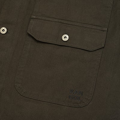 KANGOL袋鼠復古口袋襯衫外套-鐵灰9