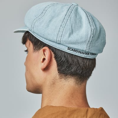 SCANDINAVIAN FOREST北歐小刺蝟水洗刺繡丹寧報童帽-水洗牛仔藍