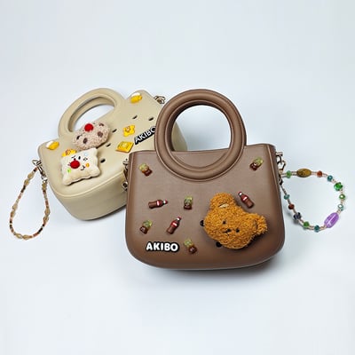 【買1送1】AKIBO滿月包-焦糖咖/波西米亞寶石背帶(肩背手提洞洞包。中性款、輕量、防水) / 內附AKIBO品牌鞋扣1個。現在買再送鞋扣組(不挑款)13