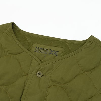 KANGOL袋鼠水波紋鋪棉外套-軍綠12
