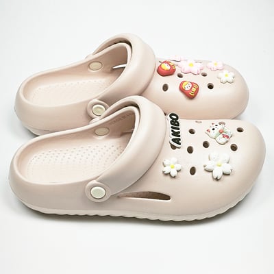 【買1送1】AKIBO泡芙洞洞鞋-櫻花粉(女款、雲朵感、輕量、兩穿、防水) / 內附AKIBO品牌鞋扣1個。現在買再送鞋扣組(不挑款)5