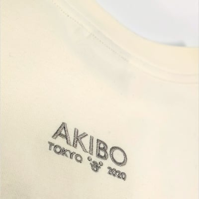 AKIBO日系落肩毛巾繡大學T-奶油白(男女共款)8