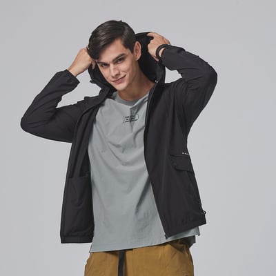 KANGOL抗UV防曬風衣外套-黑3