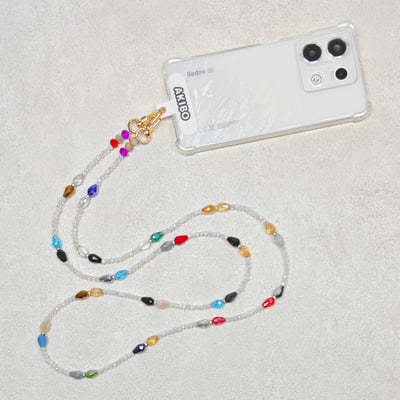 AKIBO波西米亞彩珠包包手機掛繩-多彩(中性款、水晶)  / 內附AKIBO品牌手機掛片1個4