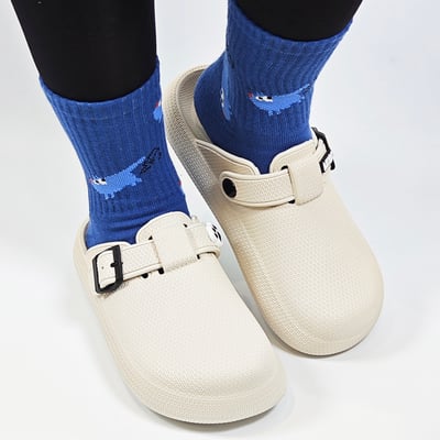 【買1送1】AKIBO潮流耐走勃肯鞋-牛奶白(中性款、輕量、耐走、防水) / 內附AKIBO品牌鞋扣1個。現在買再送鞋扣組(不挑款)5