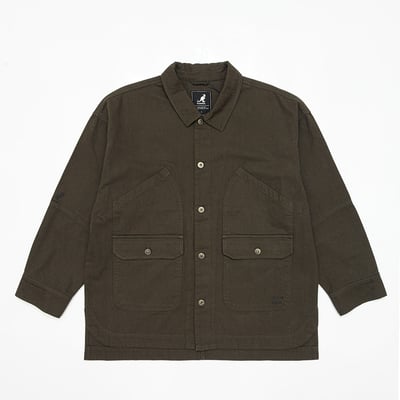 KANGOL袋鼠復古口袋襯衫外套-鐵灰5