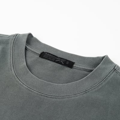 KANGOL中性寬版水洗短T-灰3