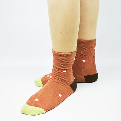 AKIBO秋日森語花影中筒襪(三件組)-女款