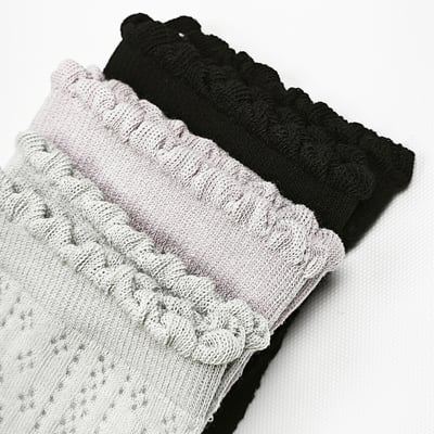 AKIBO日系優雅鏤空中筒襪(三件組)-女款2