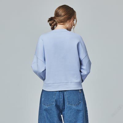 KANGOL袋鼠女款小Logo圓領T-藍4