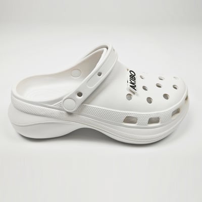 【買1送1】AKIBO厚底洞洞鞋-牛奶白(女款、6公分厚底增高、寬楦、輕量、兩穿、防水) / 內附AKIBO品牌鞋扣1個。現在買再送鞋扣組(不挑款)14