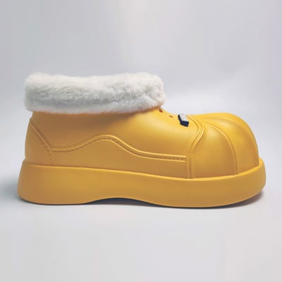 【買1送1】AKIBO毛毛洞洞短靴-陽光黃(女款、4公分厚底增高、雲朵感、輕量、保暖) / 內附AKIBO品牌鞋扣2個。現在買再送鞋扣組(不挑款)15