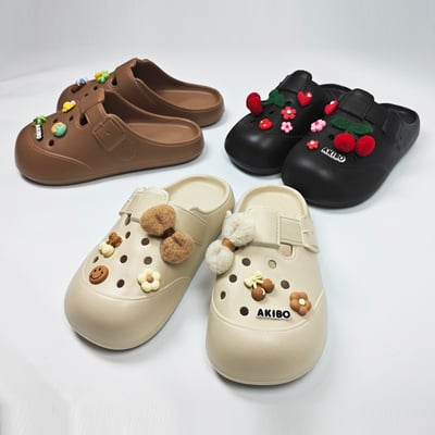 【買1送1】AKIBO布丁洞洞鞋-咖啡(女款、寬楦、雲朵感、輕量、耐走、防水) / 內附AKIBO品牌鞋扣1個。現在買再送鞋扣組(不挑款)20