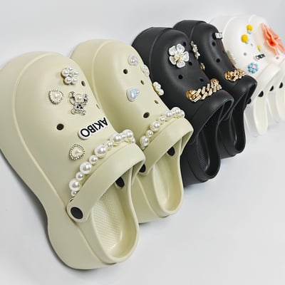 【買1送1】AKIBO極簡厚底洞洞鞋-牛奶白(女款、寬楦、耐走、兩穿、防水)/ 內附AKIBO品牌鞋扣1個。現在買再送鞋扣組(不挑款)18