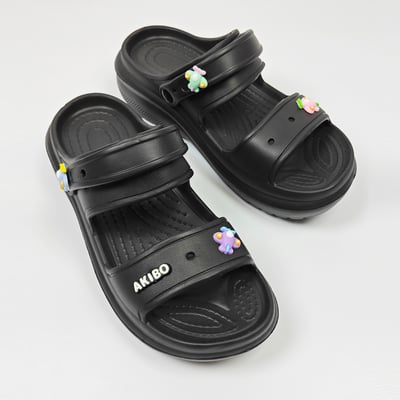 【買1送1】AKIBO千層洞洞鞋-經典黑(女款、耐走、兩穿、防水) / 內附AKIBO品牌鞋扣1個。現在買再送鞋扣組(不挑款)4