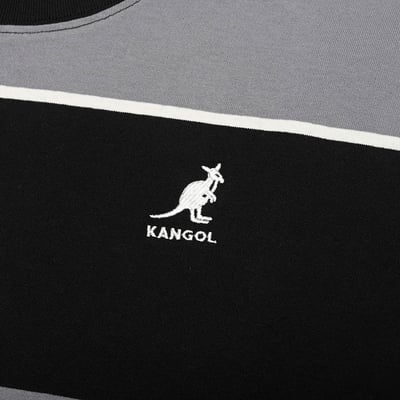 KANGOL寬版落肩條紋短T-灰7