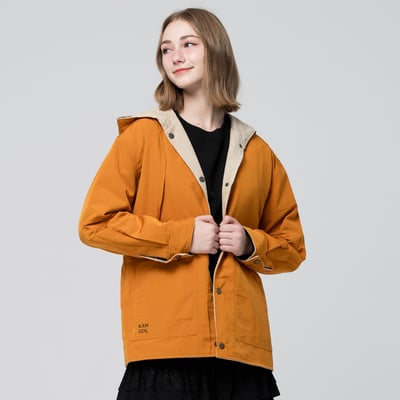 KANGOL袋鼠中性雙面燈芯絨防潑水外套-卡其(男女共款)7