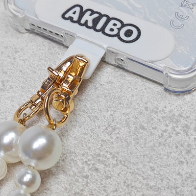AKIBO優雅珍珠包包手機掛繩-牛奶白(女款、珍珠) / 內附AKIBO品牌手機掛片1個5