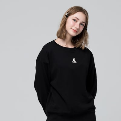 KANGOL袋鼠中性落肩大學T-黑(男女共款)1