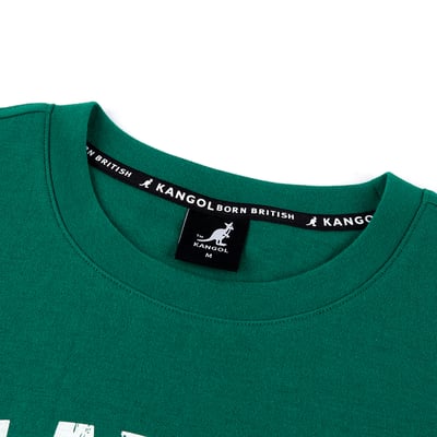 KANGOL女款寬版仿舊短T-綠3