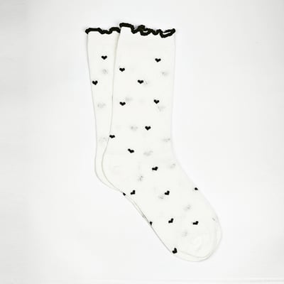 AKIBO愛心荷葉邊中筒襪(兩件組)-女款