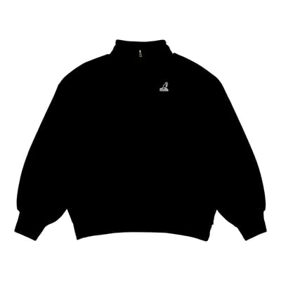 KANGOL袋鼠小Logo女款半開襟上衣-黑5