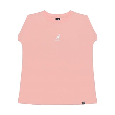 KANGOL袋鼠女款蓋肩袖棉T-粉1