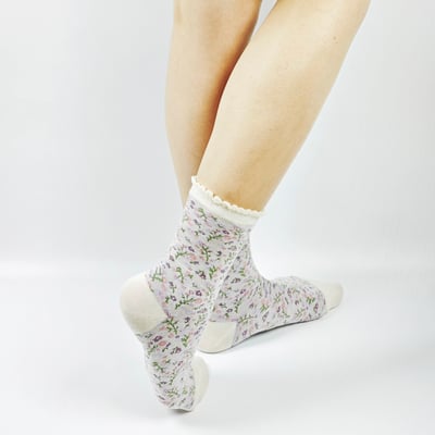 AKIBO森系碎花中筒襪(三件組)-女款12